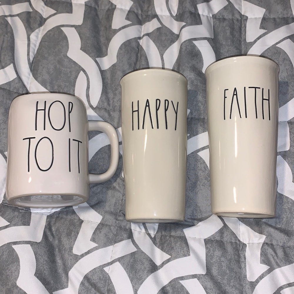 Rae Dunn Mug Bundle Happy, Faith, Hop To It!
